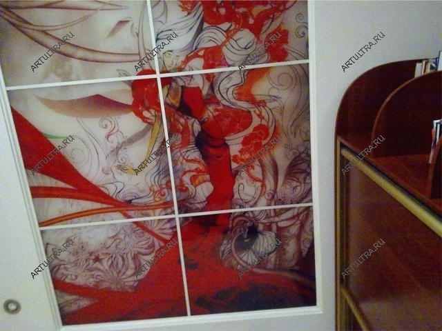 Потолки с фотопечатью на матовом стекле